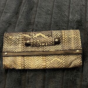R&Y Augousti Vintage Tan/Brown Snakeskin Wallet